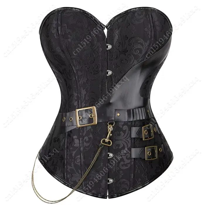 Vintage černý a hnědý gotický korzet pro ženy, plus velikost steampunk top, speciální příležitosti jako Halloween a Nový rok