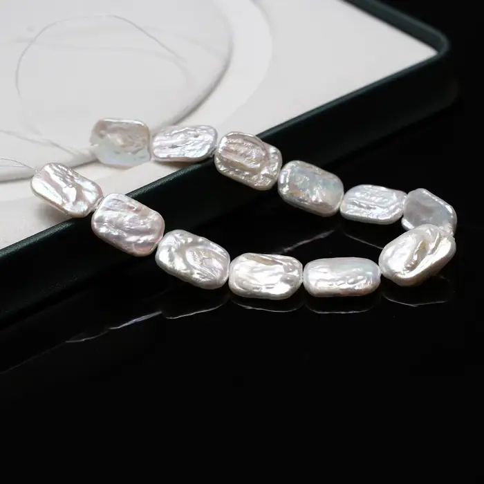 Perles rectangulaires 12x16mm, 18cm, fil de perles d'eau douce naturelles pour la fabrication de bij