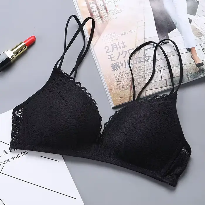 francouzský styl krajka podprsenka pro ženy, sexy top, trojúhelník čepice, měkké a jemné spodní prádlo, bezešvé
