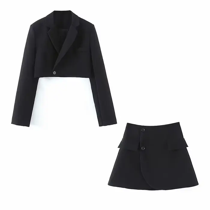 XEASY-Ensemble Deux Pièces pour Femme, Blazer, Jupe Courte, Tweed Trempé, Manches sulf