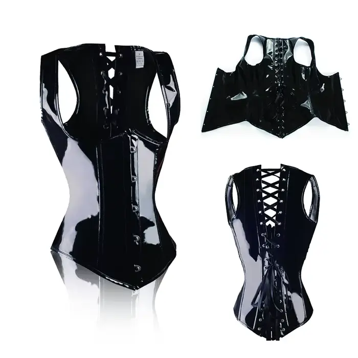 Corset de costume gothique sexy, Bustier Cincher basque, Faux cuir, Bustier en PVC, Shaper de batterie, Steampunk, Lingeries
