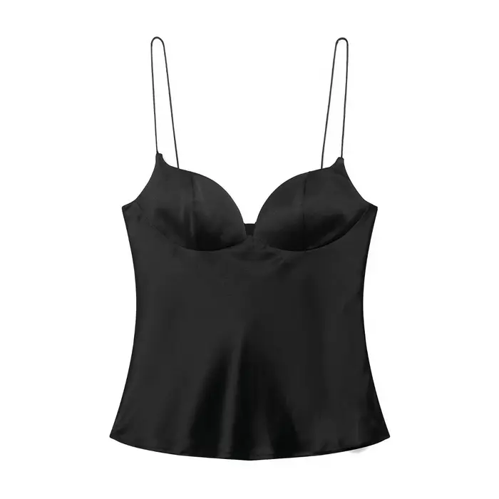 Camisole en polyester texturé avec décolleté audacieux pour femmes lors des soirées et sorties en clubs