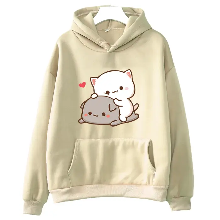 Mochi pêche et Goma mignon chat sweat à capuche pour filles mode Kawaii dessin animé pulls femmes/ho