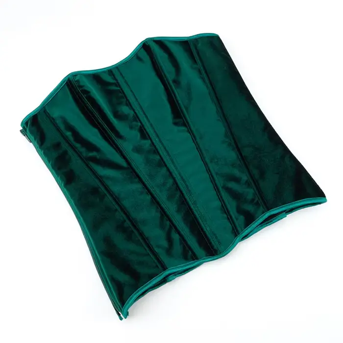 Corset victorien vintage haut sexy pour femme en velours vert noirâtre bustier gothique lingerie occasionnelle et quotidienne
