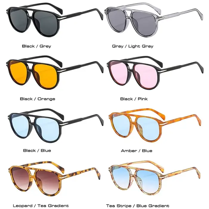 SO & EI rétro Double ponts pilote hommes Rivets lunettes de soleil marque de mode concepteur femmes
