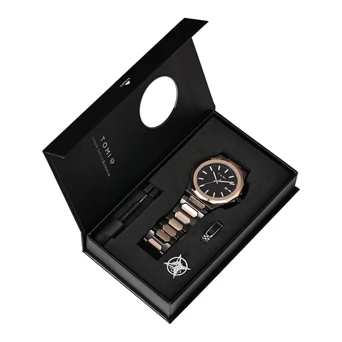 Montre-bracelet TOMI à quartz élégante et moderne pour hommes occasions spéciales cadeaux