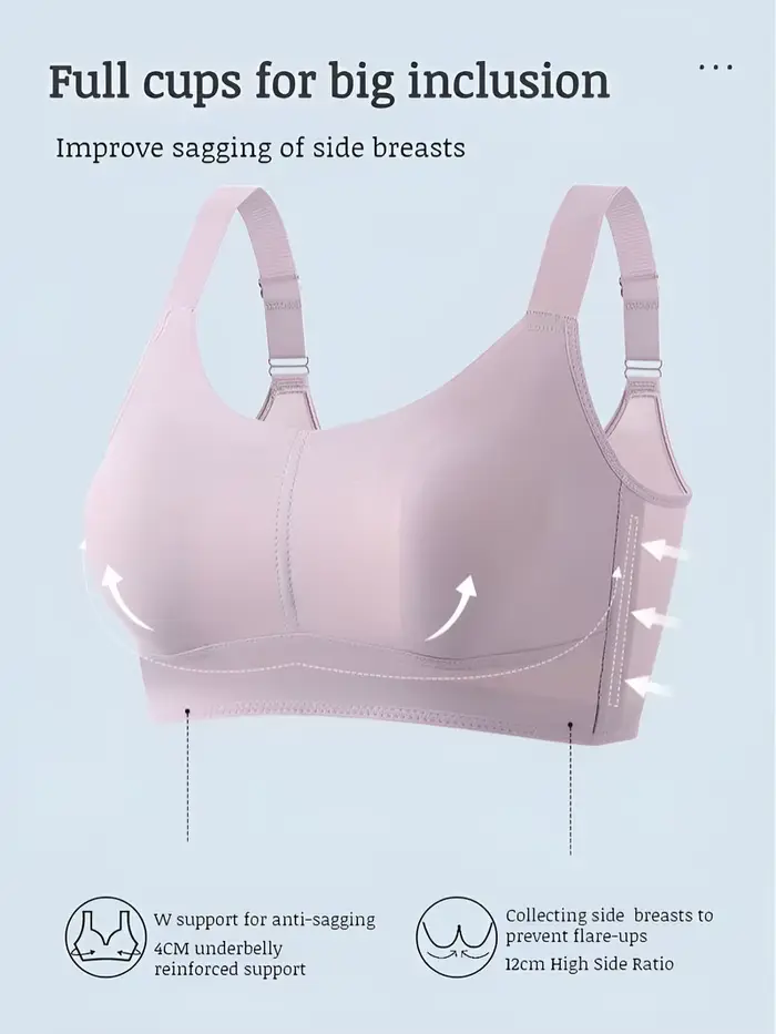 Soutien-gorge Brelira pour femmes, couvrance totale, effet minimisateur, anti-affaissement, lissage latéral, sans armatures, soutien sans coutures, bande large.