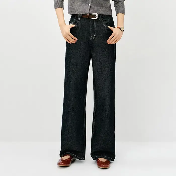 Semir rétro jean femmes 2026 printemps Lyocell mélange jambe large longueur de plancher hanche couvr