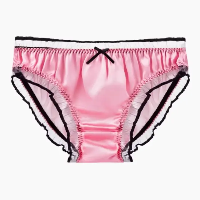 Unisex morušové hedvábné spodní prádlo, slipy hladké s volánky, Sexy, pohodlné, měkké a lesklé, erotické kalhotky pro páry, pevné spodní prádlo s mašle