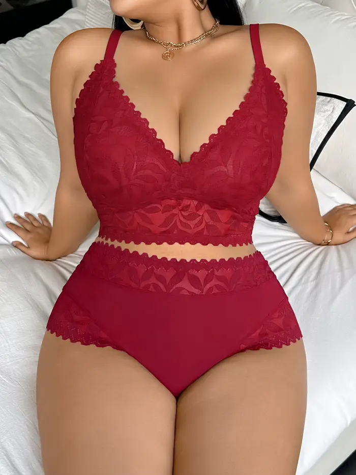 Ensemble de lingerie sexy en dentelle florale pour femmes de taille plus grande XL-4XL occasions spéciales
