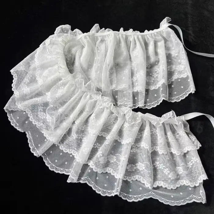 2026 Jupes coréennes uniques en gaze superposée avec dentelle, coupe trapèze courte, mini-jupes blan