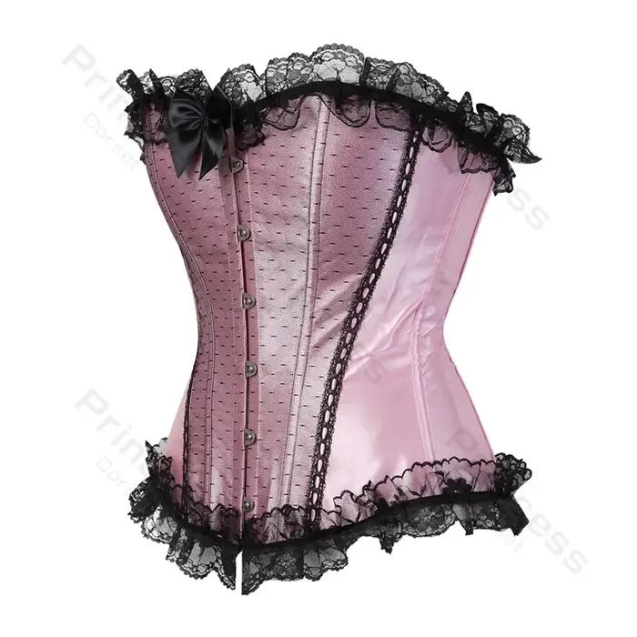Růžový viktoriánský korzet pro ženy, Bustier Top, Surbust, princezna, krajka Trim, Showgirl spodní prádlo oblek, velká velikost