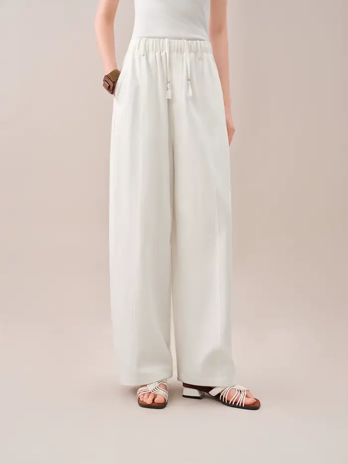 FSLE【Série Premium】Pantalon large décontracté pour femme, coupe ample, taille élastique, collection 