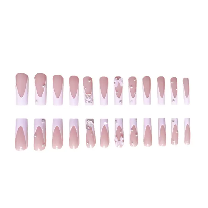 Nail French Pipe Stereo Bear Bow, Fake Pearl Manucure N64.