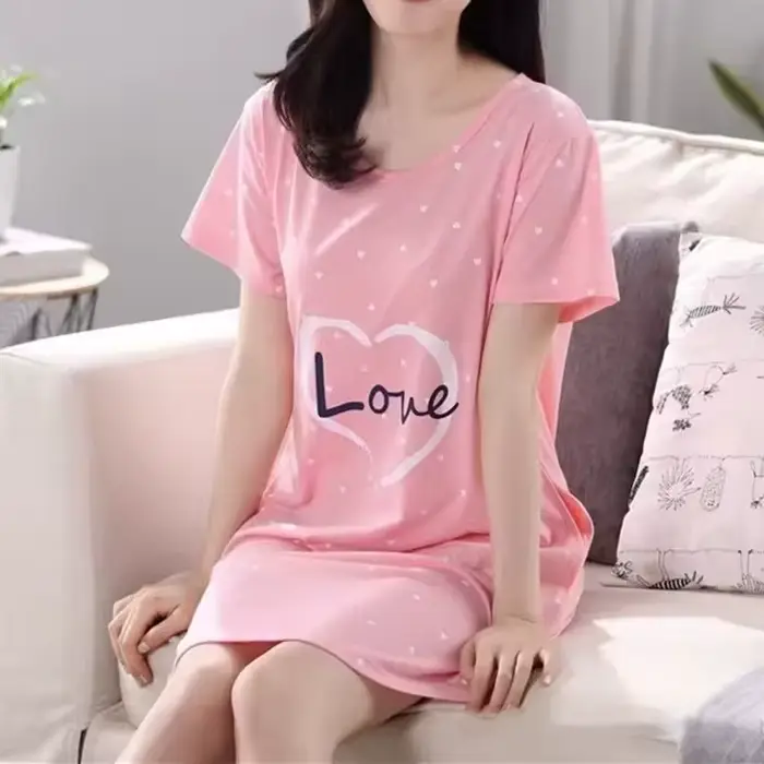 Jolies chemises de nuit pour femmes, vêtements de nuit tendance, robe de nuit d'été, pyjama dessin animé pour femme, pyjama grande taille