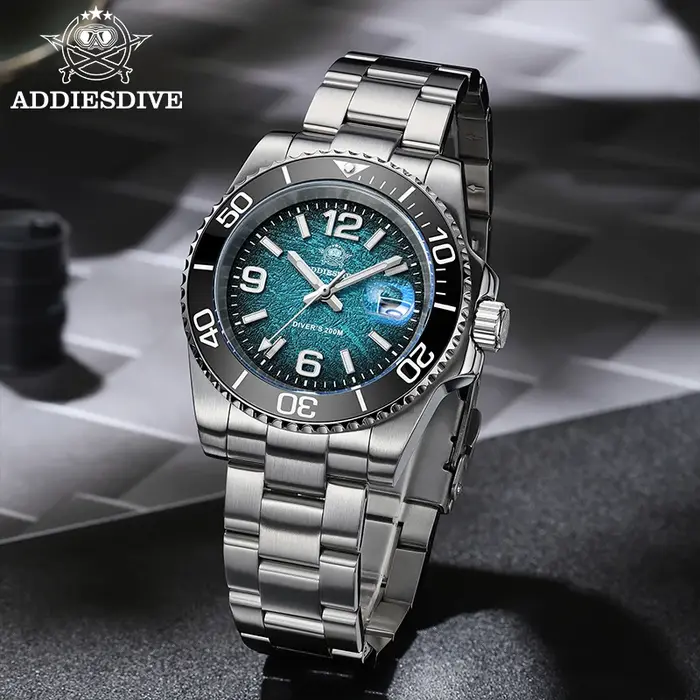 ADDIESDIVE 2025 nouvelle montre pour hommes plongée 41mm montre-bracelet à Quartz 200m étanche lunet