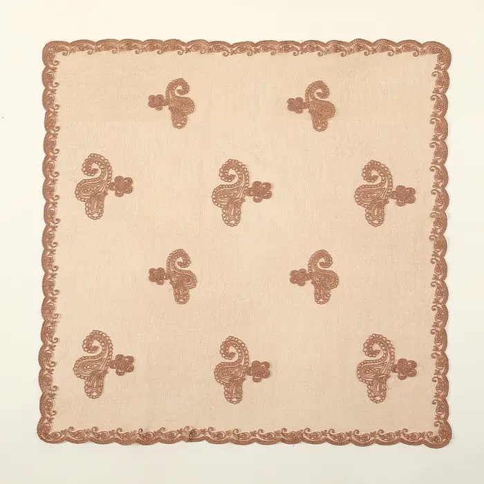 Foulard carré Bandana brodé en dentelle Paisley pour femmes, élégant, respirant, en soie, protection