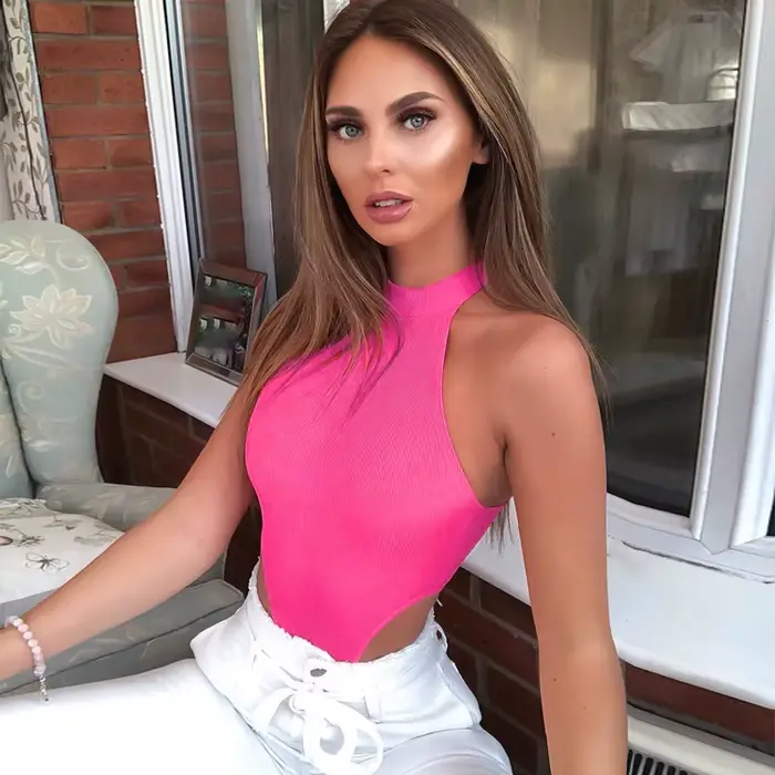 body Sexy dámské kolem krku High-Slit bez rukávů styl Y2K pro letní zvláštní příležitosti ženy