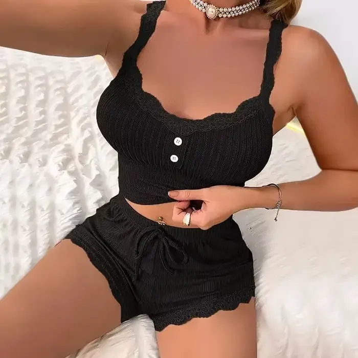 Dámské pyžama sety Pijama pyžama dámské letní set Sexy ženy spaní dámské kalhoty spací salon spodní prádlo
