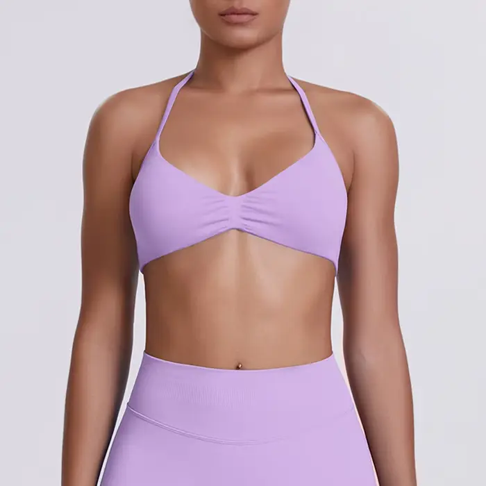 Soutien-gorge de Sport à bretelles pour femmes, haut de soutien, fines bretelles, col licou, sans co