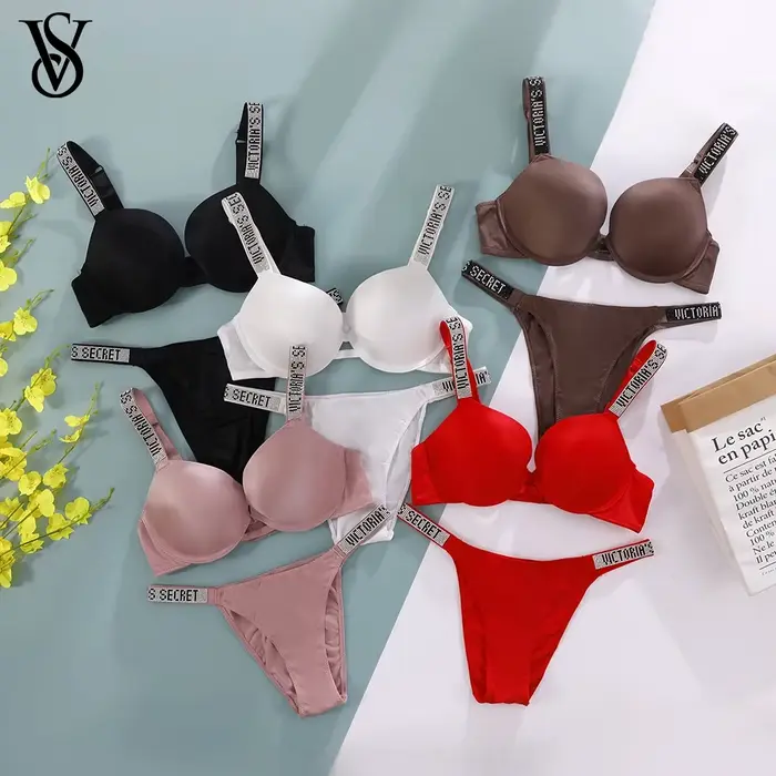 Nouvel ensemble de lingerie en dentelle V, soutien-gorge et culotte sexy pour femme, confortable, push-up, gainant, réglable, rembourré et froncé