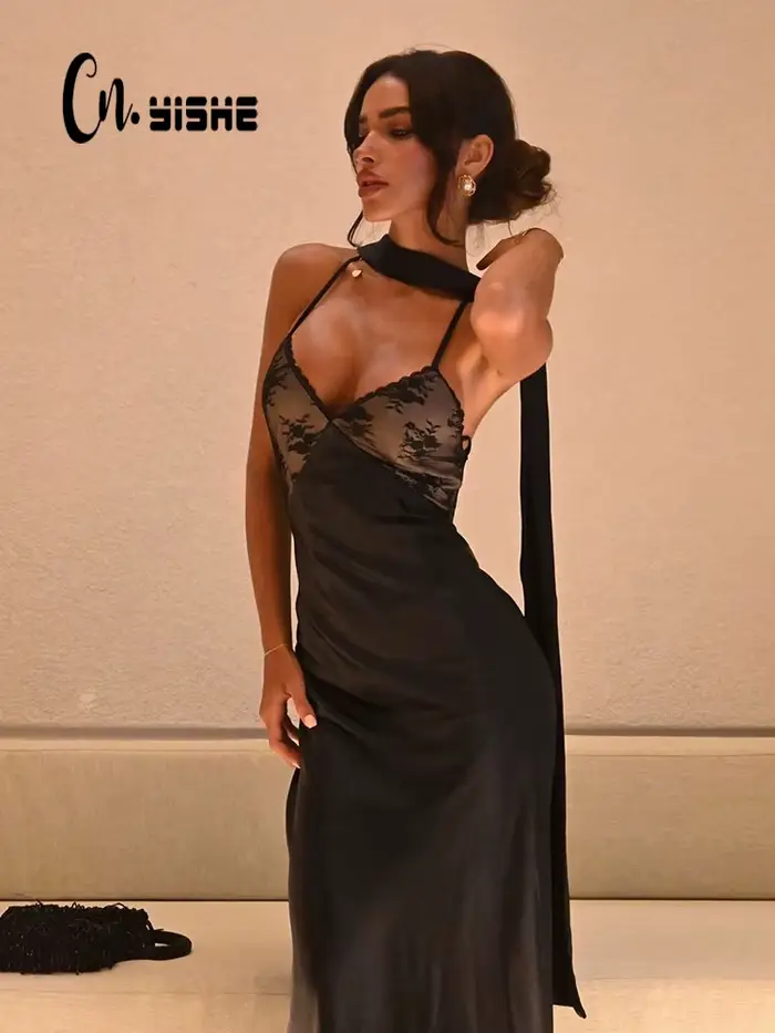 CNYISHE dentelle Patchwork dos nu Camisole femmes Robes sans manches col en V tenues Sexy Club mode 