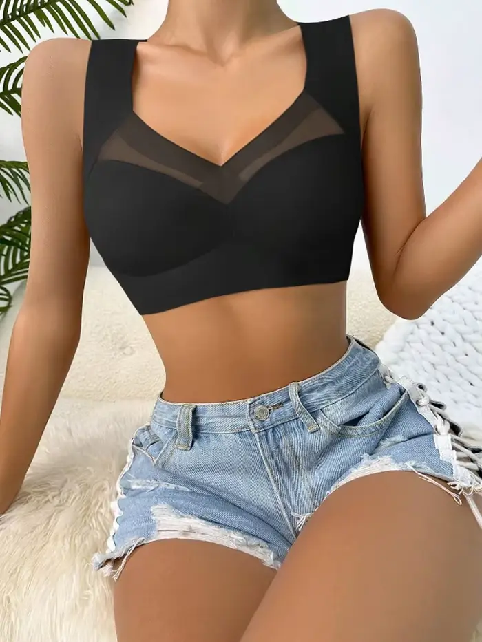 Polyester a elastan krajka sportovní podprsenka pro ženy velké velikosti bezdrátové polstrované pohodlí a elegance každodenní sportovní příležitosti