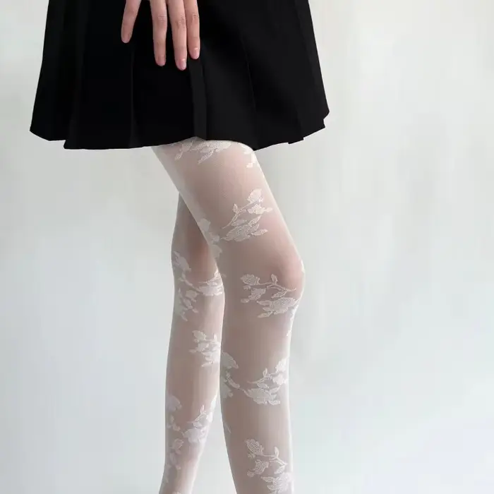 Hollow out průhledný punčocháče pro ženy, tetování punčocháče, fantazie punčocháče, tenký, sexy růžová