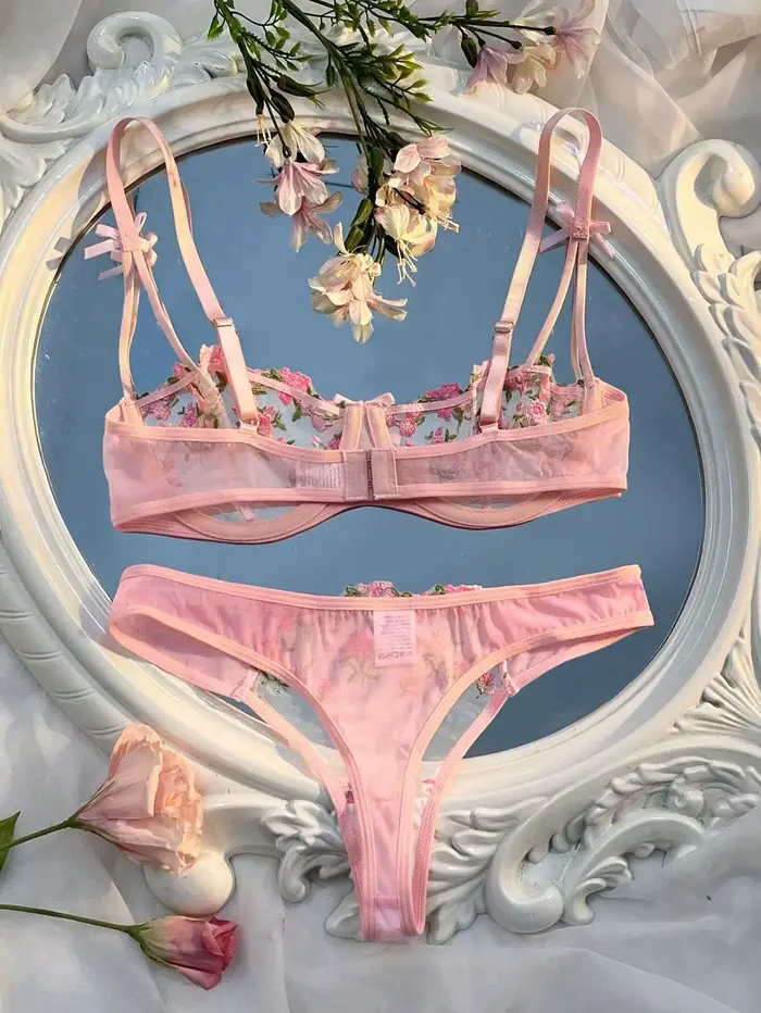 Sexy průhledná krajková dámská erotická podprsenka a kalhotky