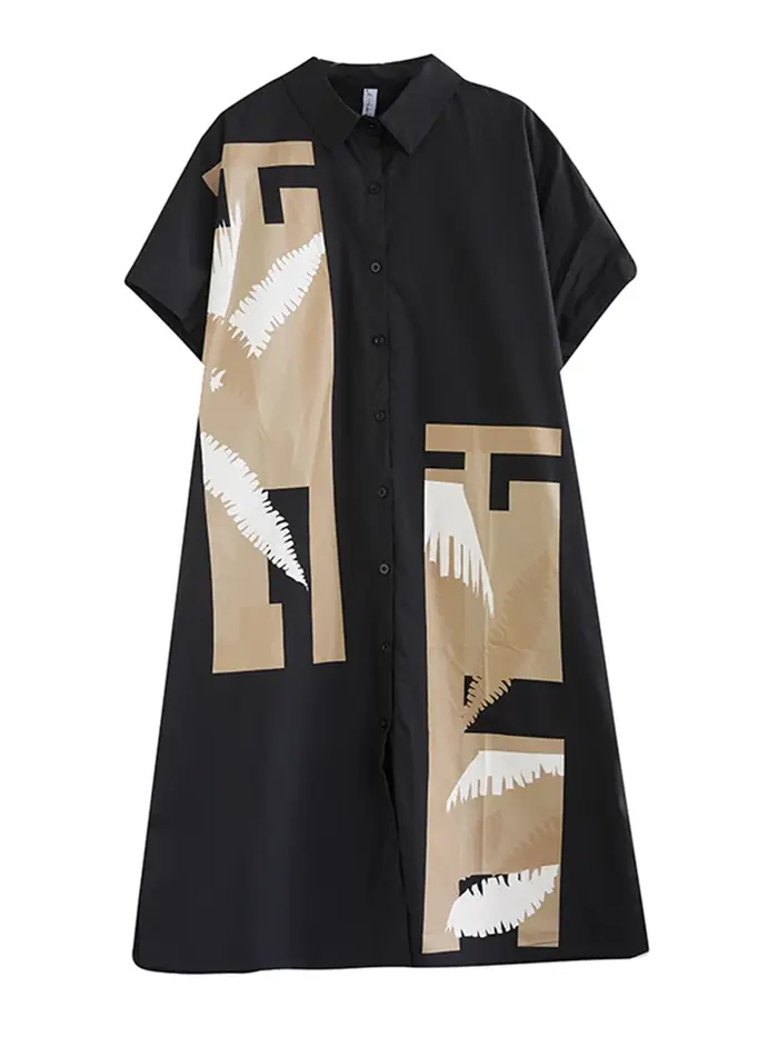 Robe noire et blanche Nová Dlouhá Košilové Šaty ample et décontractée pour femmes grandes occasions spéciales été