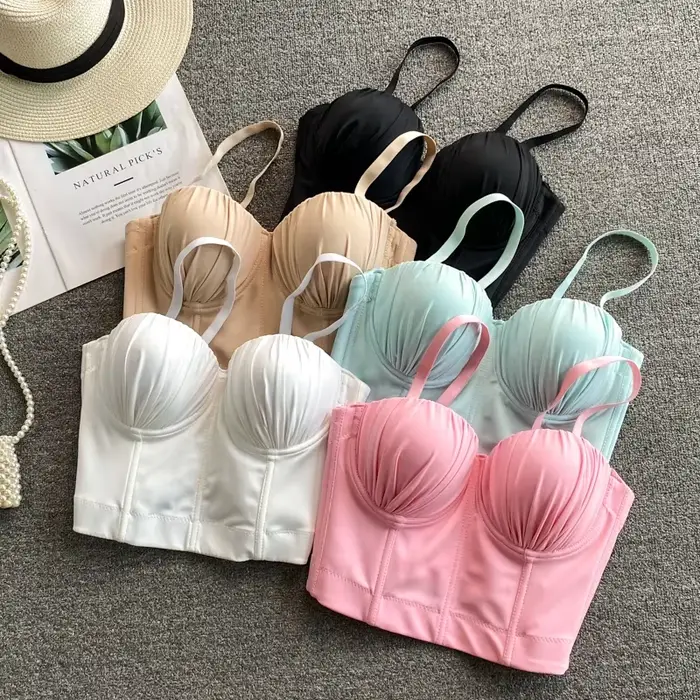 Nové Ženy Bustier Podprsenka 2025 Módní Letní Pevný Popruh Nastavitelný Push Up Bralet Sexy Oblečení Noční klub Vesty