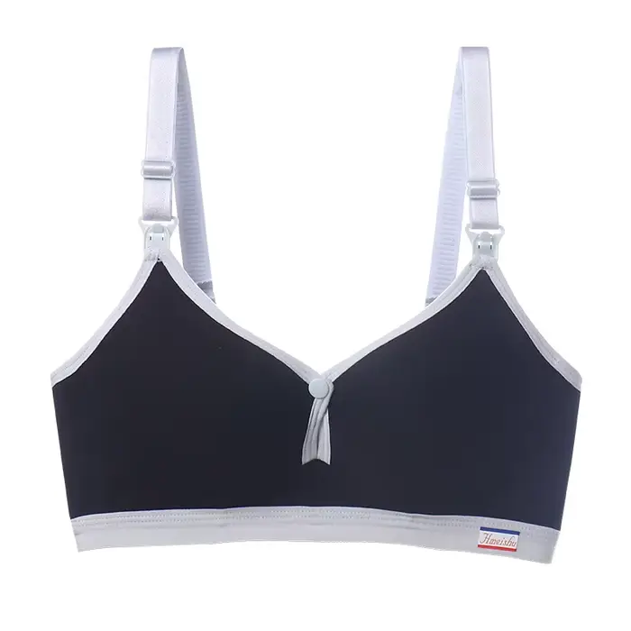 Soutien-gorge d'allaitement pour femme, fin, anti-affaissement, avec fermeture frontale, lingerie quotidienne, à bretelles réglables et à blocs de couleurs.