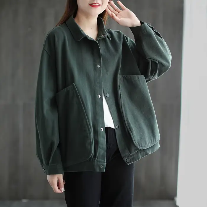 Veste ample à col rabattu pour femme, Cardigan surdimensionné avec grande poche et manches longues, 