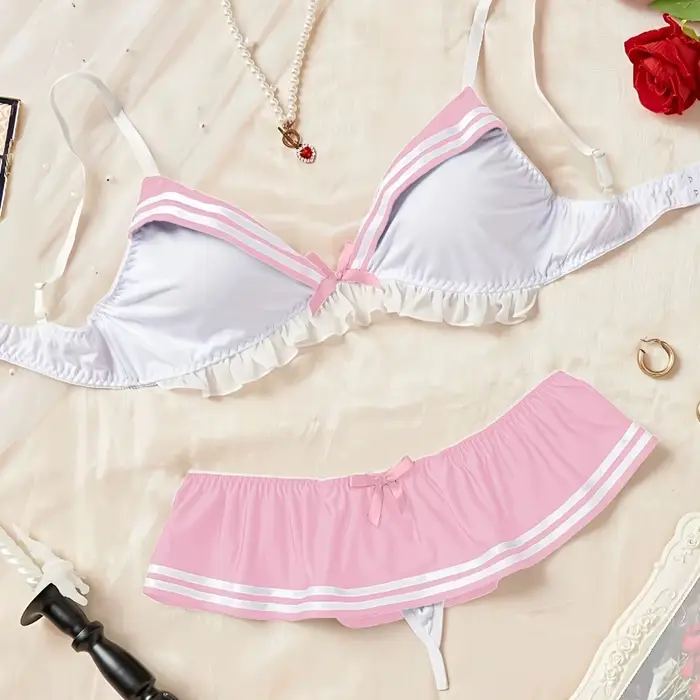 Ensemble de lingerie sexy de marin, costume de cosplay d'écolière, tenue de bikini 3 pièces pour jeux de rôle, Halloween, enterrement de vie de jeune fille