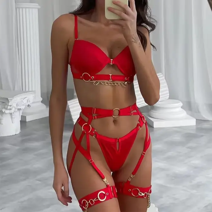 JOLady-souprava sexy pro ženy, podprsenka a kalhotky, porno spodní prádlo, luxusní podvazek, sexy oblečení, 3 kusy, 7.0 sady