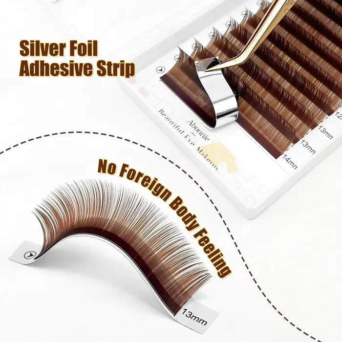 Abonnie L M Curl Brown Cils individuels classiques Volume russe Cils