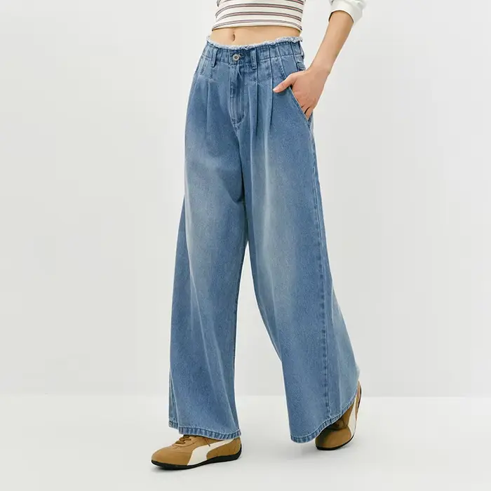 Semir – jean élégant pour femmes, ourlet brut, taille haute, jambes larges, longueur au sol, pantalo