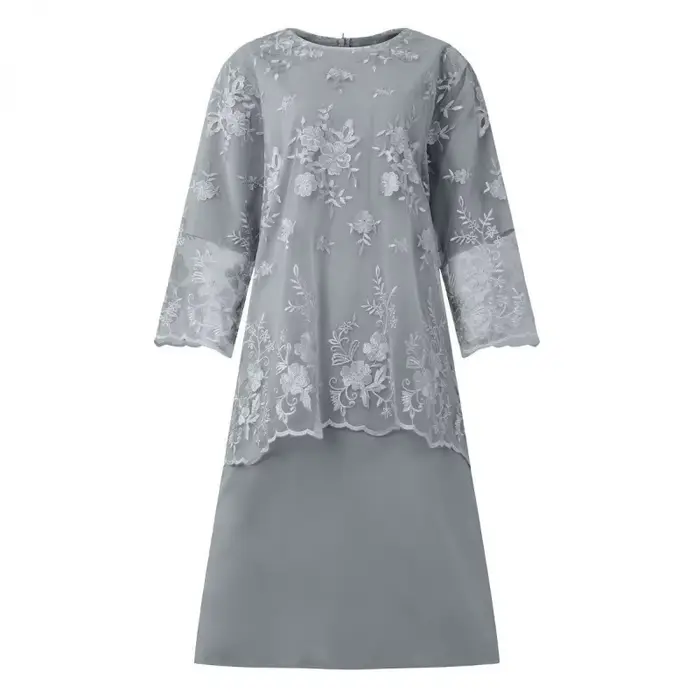 Nouvelle Robe de Soirée Grande Taille pour Femme, Ensemble Deux Pièces avec Broderie en Dentelle de 