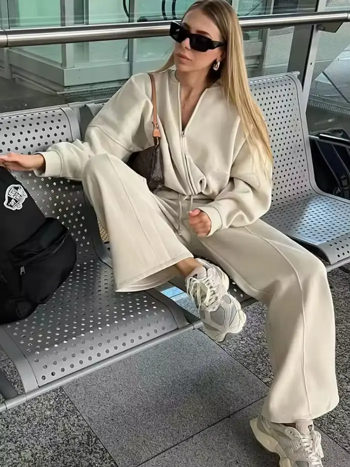 HH – veste bombardier rétro 2 pièces pour femme, couleur unie, fermeture éclair, sweat-shirt + taill