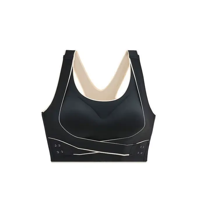 Soutien-gorge de sport à boucle avant sans armatures, grande taille, sans couture, push-up, style fi