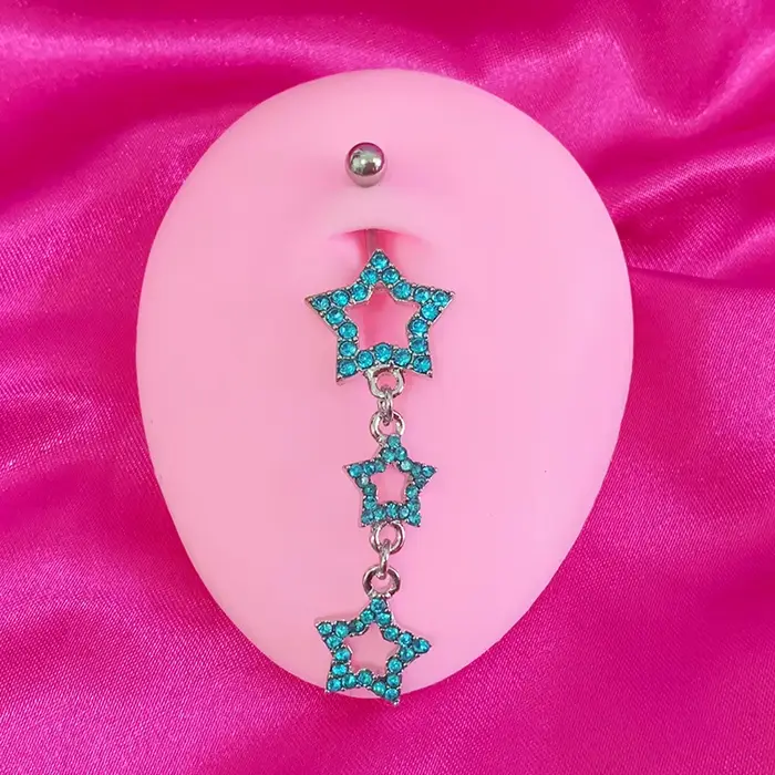 Egirl-Piercing de Nombril en Clip Bleu, Anneaux de Nombril, Mignon, Mode Coréenne, Accessoires Sexy,