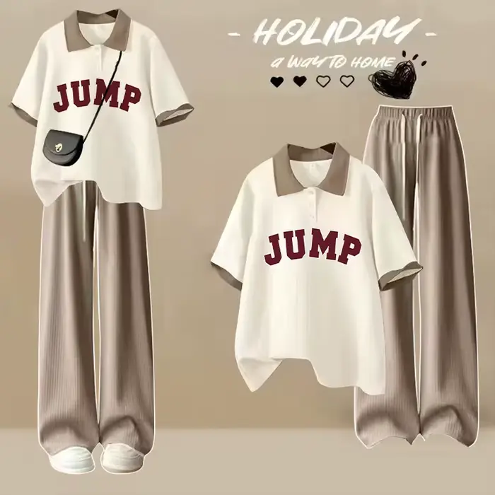 Polo ample japonais à manches courtes, T-shirt tendance, doux et mignon, imprimé de dessin animé, ét