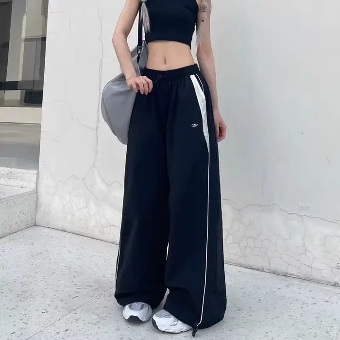 Y2K – pantalon ample Vintage pour femmes, mode Hip Hop, Baggy, taille haute, jambes larges, couleur 