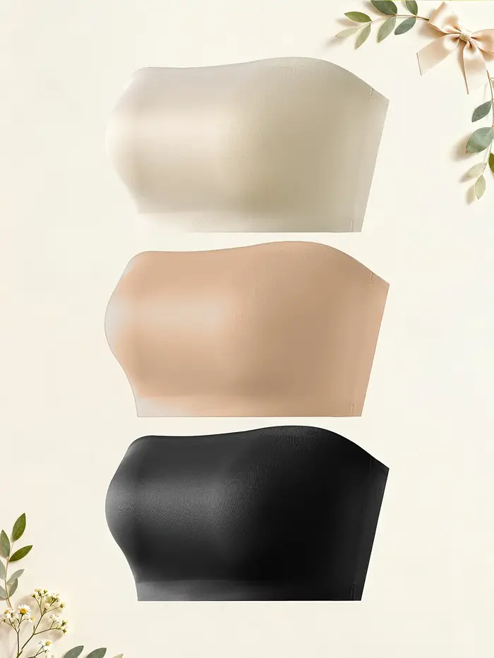 3 soutiens-gorge pour femmes sans armatures, enveloppants, sans bretelles, invisibles, anti-reflets, antidérapants, en une seule pièce