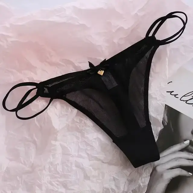 Culotte Sexy taille basse transparente, sous-vêtement en maille avec motifs de fraises et de cerises pour femmes et filles