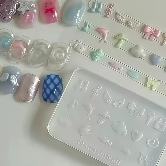 Moule en silicone transparent Y2K pour décorations d'ongles 3D, motifs mini ailes de papillon et nœu