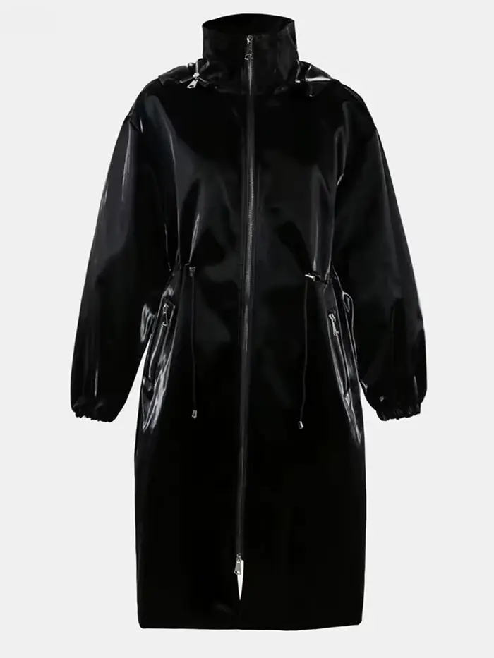 Mauroicardi-Manteau Long en Faux Cuir PVC pour Femme, Imperméable et Brcorporelle, avec Poignées, Ca