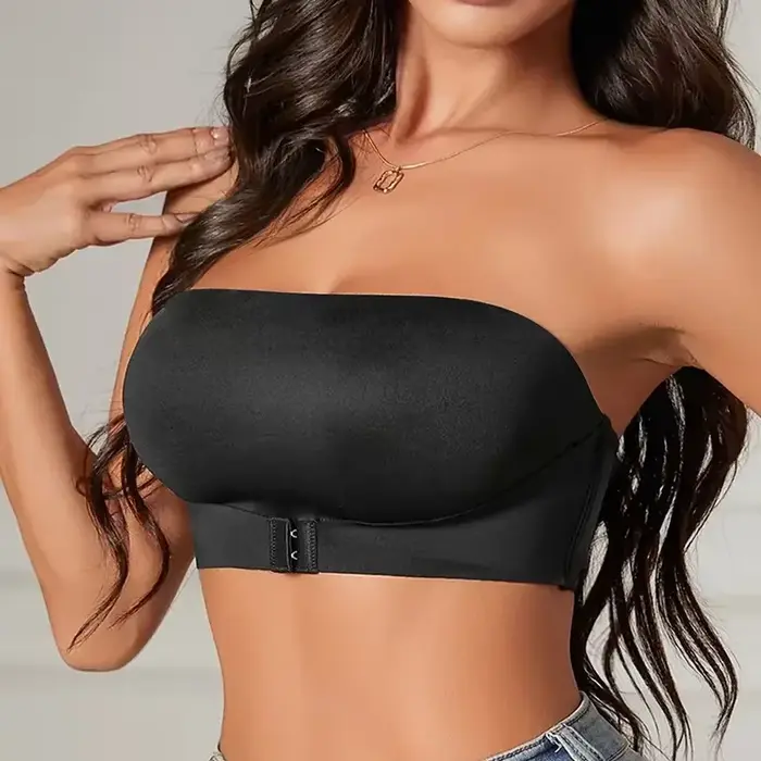 Soutien-gorge sans armatures pour femmes fermeture avant polyester antislip confort quotidien sans couture léger moule fin non tissé