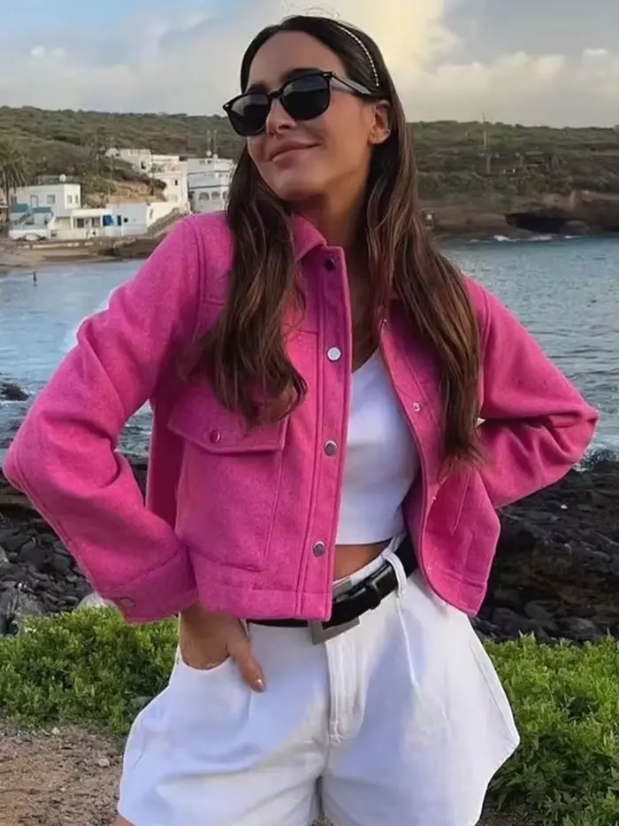 HH vestes pour femmes automne mode solide poches avant bouton à manches longues veste élégante femme