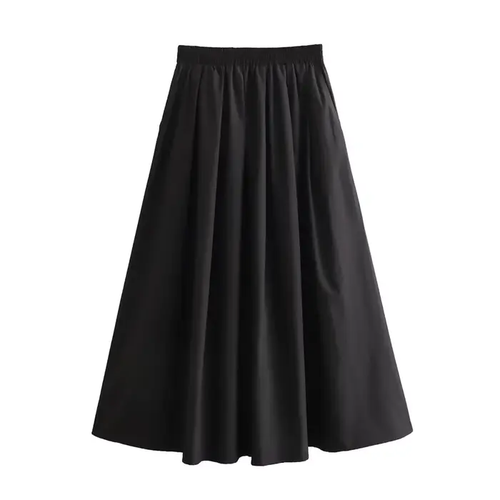 Mooyufon 2025 tempérament femme polyvalent ample et décontracté couleur unie jupe taille haute longu